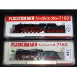Fleischmann N gauge - two steam locomotives 2-6-0 with tender #7160 and 2-10-0 with tender #7183,