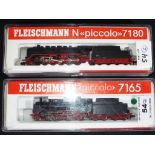 Fleischmann N gauge - two steam locomotives 4-6-0 with tender #7165 and 2-10-0 with tender #7180,