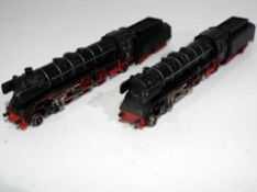 Model Railways - two unboxed N gauge German steam locomotives 4-6-2 in black (both),