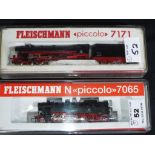 Fleischmann N gauge - two steam locomotives 2-8-4T #7065 and 4-6-2 with tender #7171,