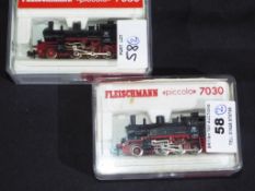 Fleischmann N gauge - two steam locomotives 2-6-0T #7030,