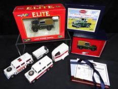 Diecast, Corgi, Britains - a collection of four diecast Land Rovers including two unboxed Corgi,
