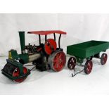Vintage Toys - Mamod traction engine with trailer, both unboxed in playworn condition,
