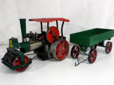 Vintage Toys - Mamod traction engine with trailer, both unboxed in playworn condition,