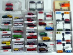 Model Railways - in excess of 60 plastic N gauge vehicles by Wiking,