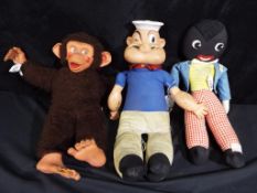 A collection of vintage toys to include a Chad Valley to include a Jacko The Chimpanzee approx 40cm