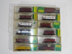 Model Railways - Minitrix- twelve boxed items of N gauge rolling stock by Minitrix, includes 8205,