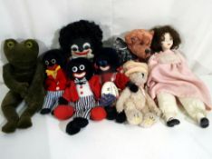 A good mixed of collectable soft toys to include four Ethnic dolls the tallest being 34cm (h) the