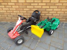 Child's battery powered Ride On farm tractor and Bopster pedal car [2].