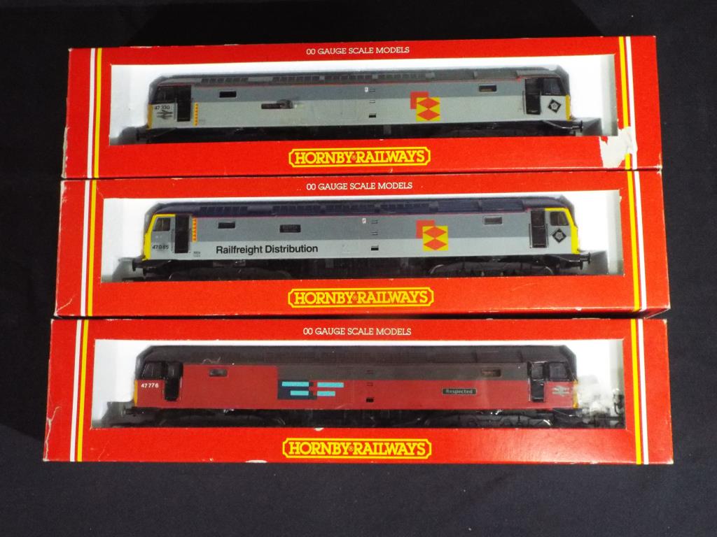 Model Railways - Hornby OO gauge three class 7 diesel locomotives (appear to be have been repainted