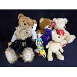 A collection of six bears to include Giorgio Beverly Hills, The Bear Factory,