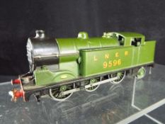 Hornby - An unboxed Hornby three - rail tank locomotive, No 9596 in green LNER livery,