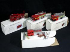 Model Kits - Fire Brigade Models - four Fire Brigade Models predominantly unboxed to include FBM10