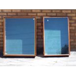 Diecast - two wooden wall mounted display cabinets with glass fronted doors,