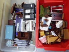 Dolls House Accessories - two boxes containing a good mixed lot of miniature doll's house furniture