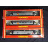 Model Railways - three class 90 Hornby OO gauge electric locomotives (appear to be repainted or