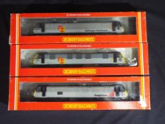 Model Railways - three class 90 Hornby OO gauge electric locomotives (appear to be repainted or