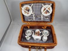 Dolls House Accessories - a Reutter porcelain picnic set featuring The Unique Bear Henry print