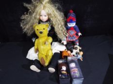 A good mixed lot of dolls to include a ceramic faced doll by Alberon,