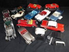 Diecast - Franklin Mint and other - twelve 1:24 scale diecast unboxed vehicles,