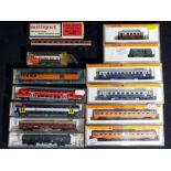 Model Railways - Fleischmann and Arnold - thirteen N gauge coaches and wagons predominantly boxed