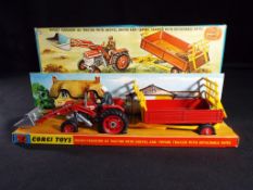 Diecast - Corgi Massey Ferguson 165 Tractor with trailer in original box appears in near mint to