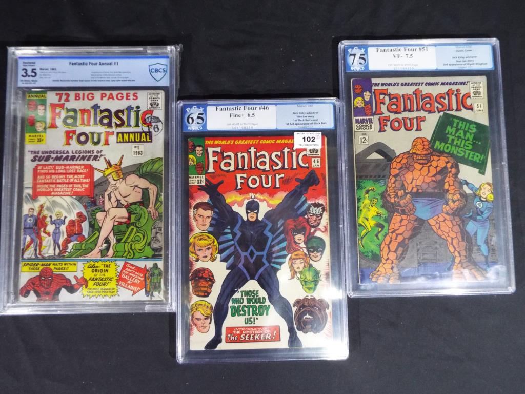 Marvel Comics - three graded comics comprising PGX 1/66 Fantastic Four # 46 Fine+ 6.