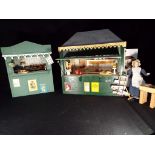 Dolls House Accessories - two good quality wooden period shop displays to include a period cafe