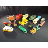 Diecast - Dinky - fourteen unboxed diecast vehicles to include 27K Tractor, 30V N.C.B.