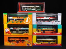 Diecast - Corgi - seven diecast buses in 1:76 scales in original boxes, comprising 44402, 42814,