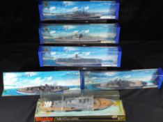 Diecast - Dinky, Minic - five boxed and one unboxed diecast model ships in various scales,