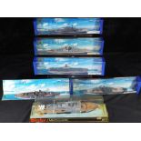 Diecast - Dinky, Minic - five boxed and one unboxed diecast model ships in various scales,