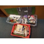 Dolls House Accessories - three large boxes of dolls house craft items to include flowers, tubs,