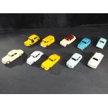 Dinky - Ten unboxed die cast vehicles in Playworn Condition, includes 166 Sunbeam Rapier,