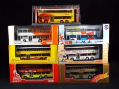 Diecast - Corgi - seven diecast buses in 1:76 scales in original boxes, comprising 43214, 44303,