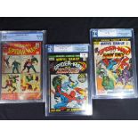 Marvel Comics - three PGX graded comics comprising 3/72 Spider Man and the Human Torch,