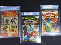 Marvel Comics - three PGX graded comics comprising 3/72 Spider Man and the Human Torch,