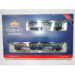 Bachmann - an OO gauge class 411 four-car 4CEP EMU set, 7119, BR blue with full yellow ends,