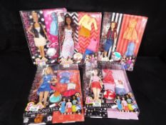 Barbie by Mattel - a collection of five Barbie Fashionistas dolls in blister packs to include model