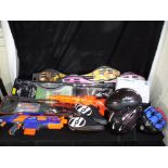 Toys, games - Two, two wheeled skate boards and associated equipment.