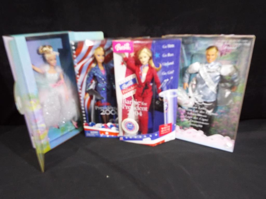 Barbie by Mattel - a collection of four boxed Barbie dolls to include Barbie Go Vote Barbie For