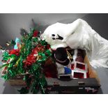 Christmas - Two boxes of festive accessories to include table decorations and similar,