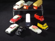Dinky, Corgi, Budgie Toys, Morestone - 10 unboxed diecast model vehicles in various scales.