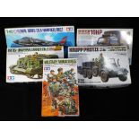 Tamiya - Five boxed 1:35 and 1:48 scale model kits of military vehicles,