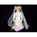 Franklin Doll - a Victorian style Heirloom Bride doll by Franklin, fully dressed with stand,