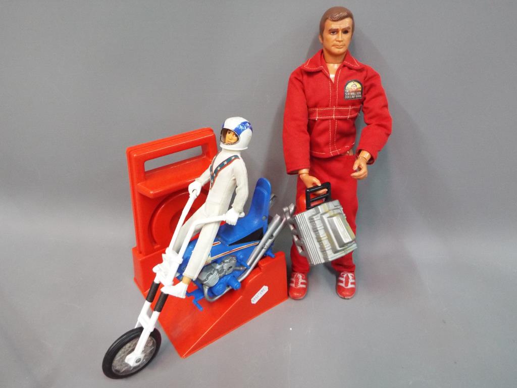 An Evel Kanievel Copper by Ideal unboxed with figure and helmet,