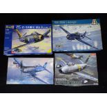 Hasegama, Academy, Revell, Italeri - Four boxed 1:48 scale model aircraft kits.
