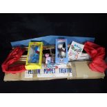 Pelham Puppets - a Pelham Theatre in its original box and three part boxed puppets comprising