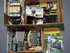 Model Railways - a good mixed lot of rolling stock, scenics and train parts to include wheels,