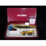 Corgi - A boxed Corgi CC13242 DAF XF Super Space Cab Nooteboom Step fram Trailer & Volvo